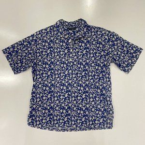 VTG Mark Raysten Men’s Blue Hawaiian Shirt Floral Vine Pullover Cotton Sz Large